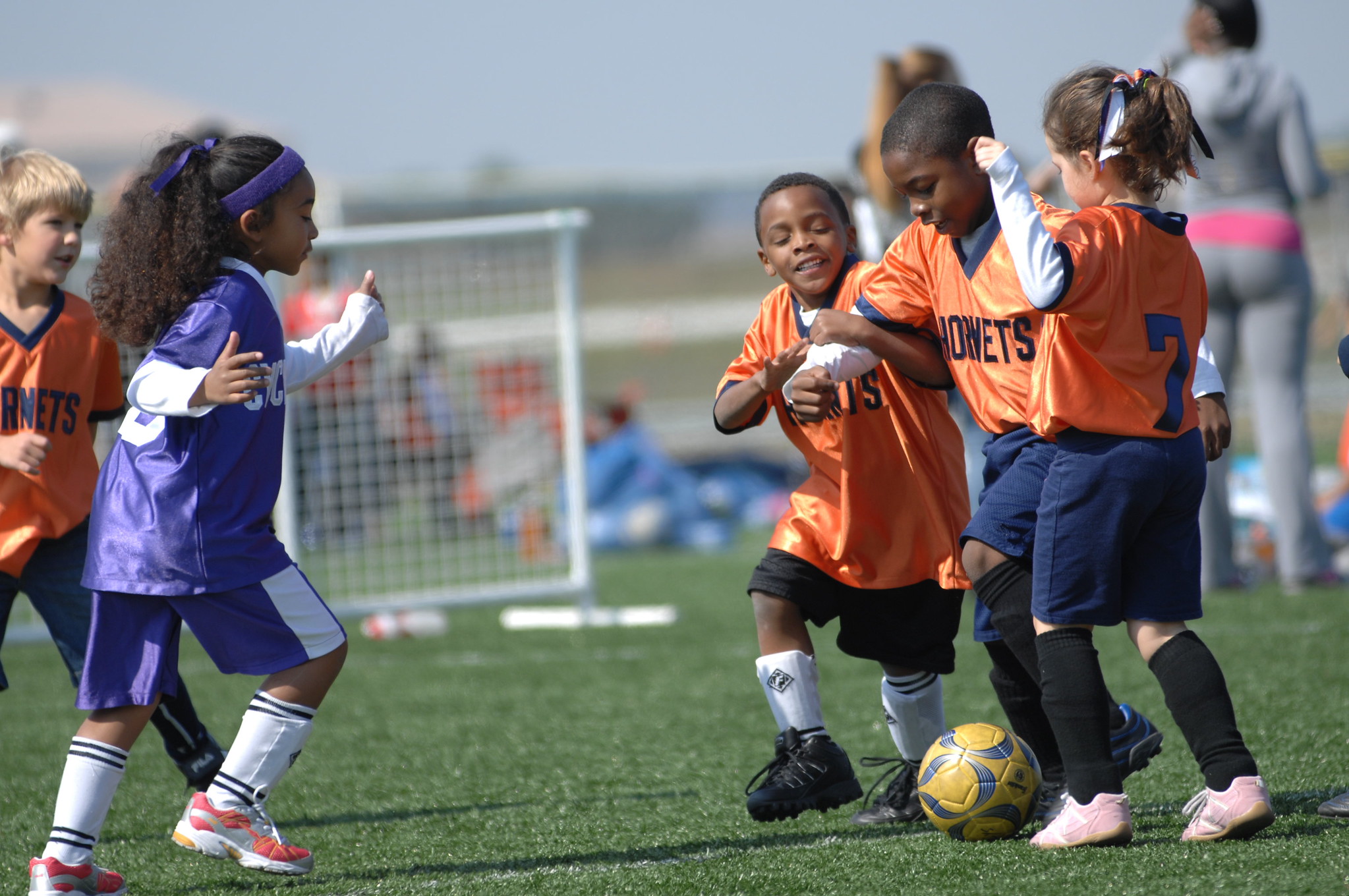 Children playing football